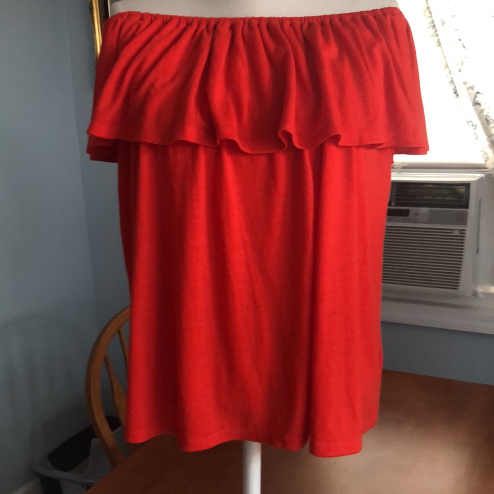 Orange Adjustable Ruffle Neckline Sleeveless Top … - image 2